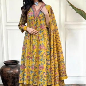 Cotton Kurti Pant Dupatta Set