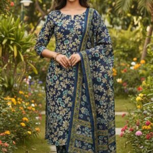 Blue Jacquard Kurta