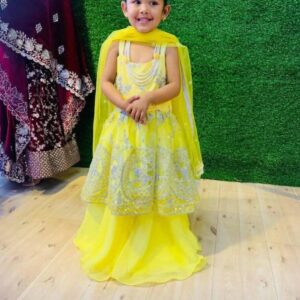 Neon Yellow lehenga choli Kids