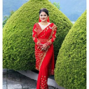 Regal Red Embroidered Bridal Saree Set