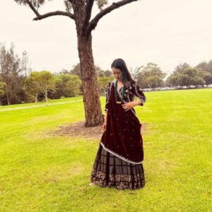 Himalayan Velvet Emboridered Lehenga Set