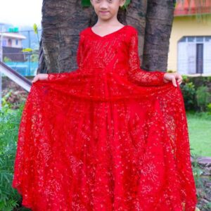 Scarlet Lace Red Gala Gown for Girls