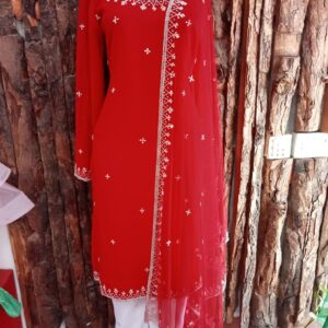 RED GEORGETTE KURTA SET