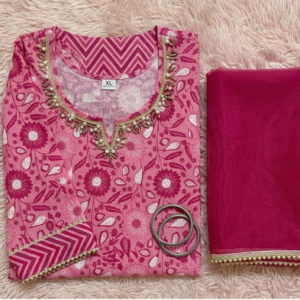 PINK FLORAL KURTA SET