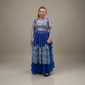 Royal Blue Embroidery Anarkali Gown Set