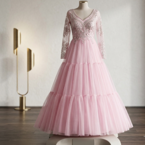 Embroidered V Neckline Anarkali Gown Set